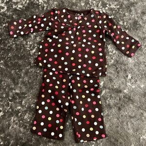 Polka Dot Kids Pajamas - Brown